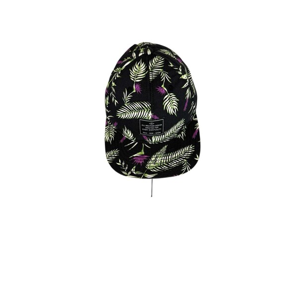 HM‎ Tropical Print Adjustable Snapback Hat Black/Purple/Green Leaf Design Unisex - Picture 2 of 10